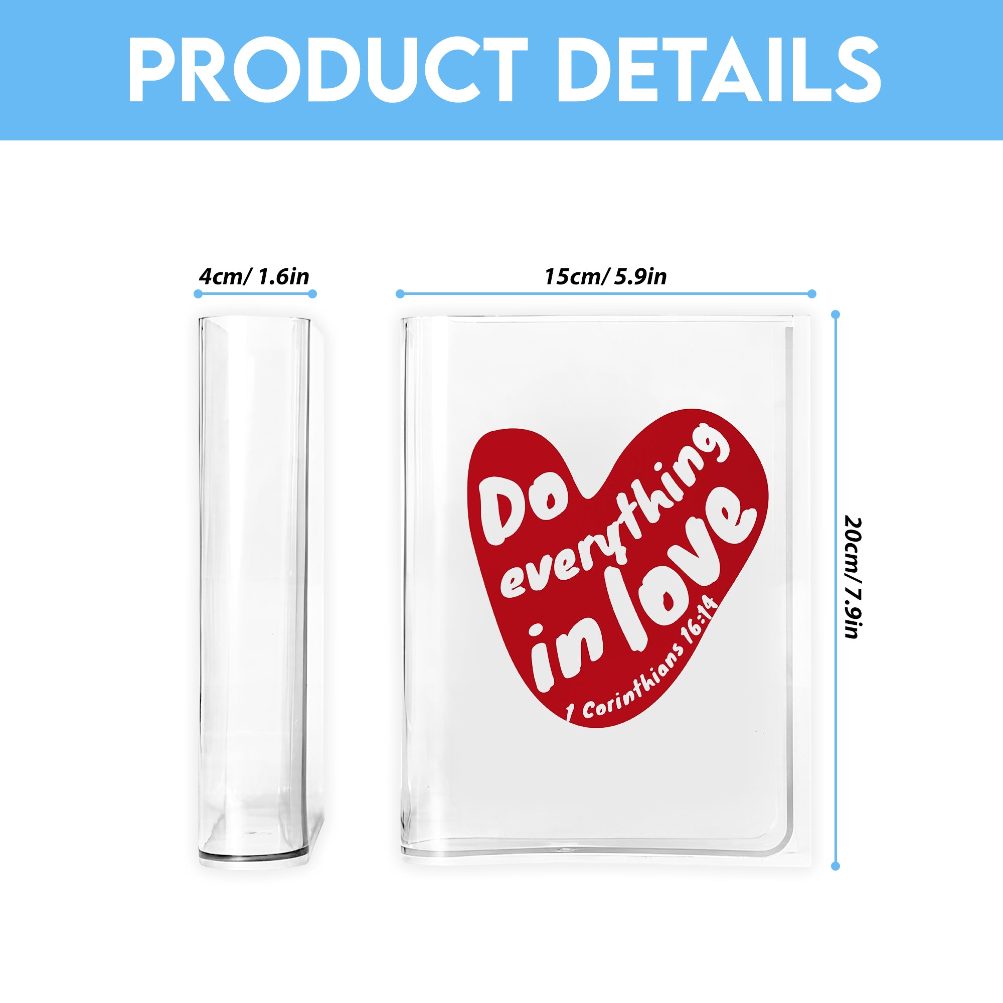 Do Everything In Love Book Vase, 1 Corinthians 16:14, Trendy Christian Book Vase, Christian Book Vase, Faith Book Vase, Bible Verse Book Shaped Flower Vase